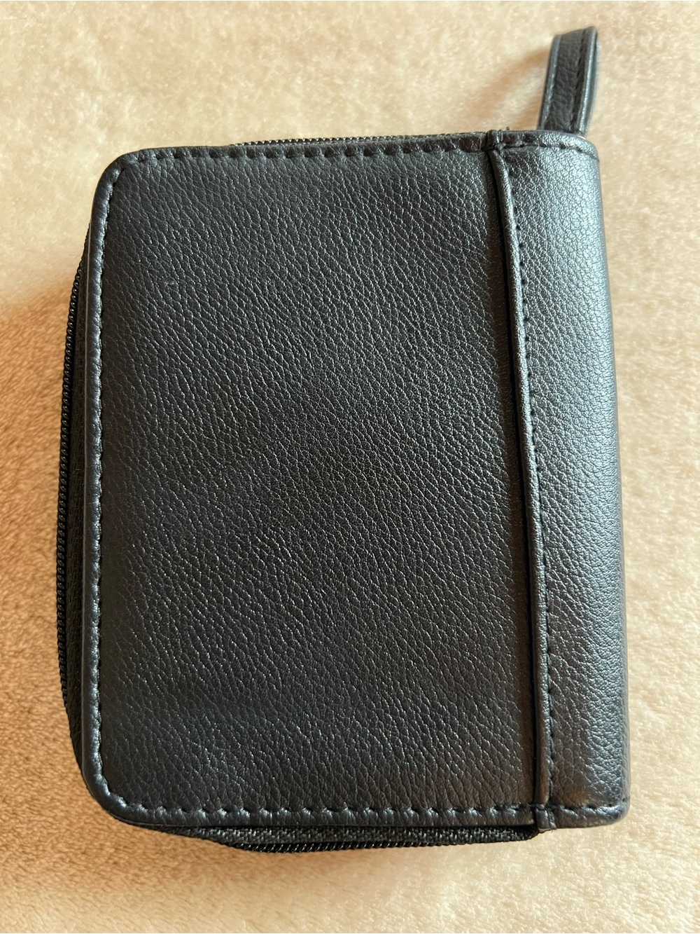 Black Zip Around Wallet Card Holder Organizer Faux Leather Compact Wallet - Picture 2 of 6